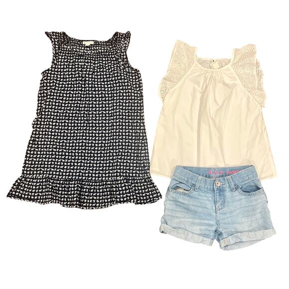 Bundle 4pc Girls Summer Crewcuts Gymboree TCP size 6-7 dress shorts top sun hat - Picture 2 of 7